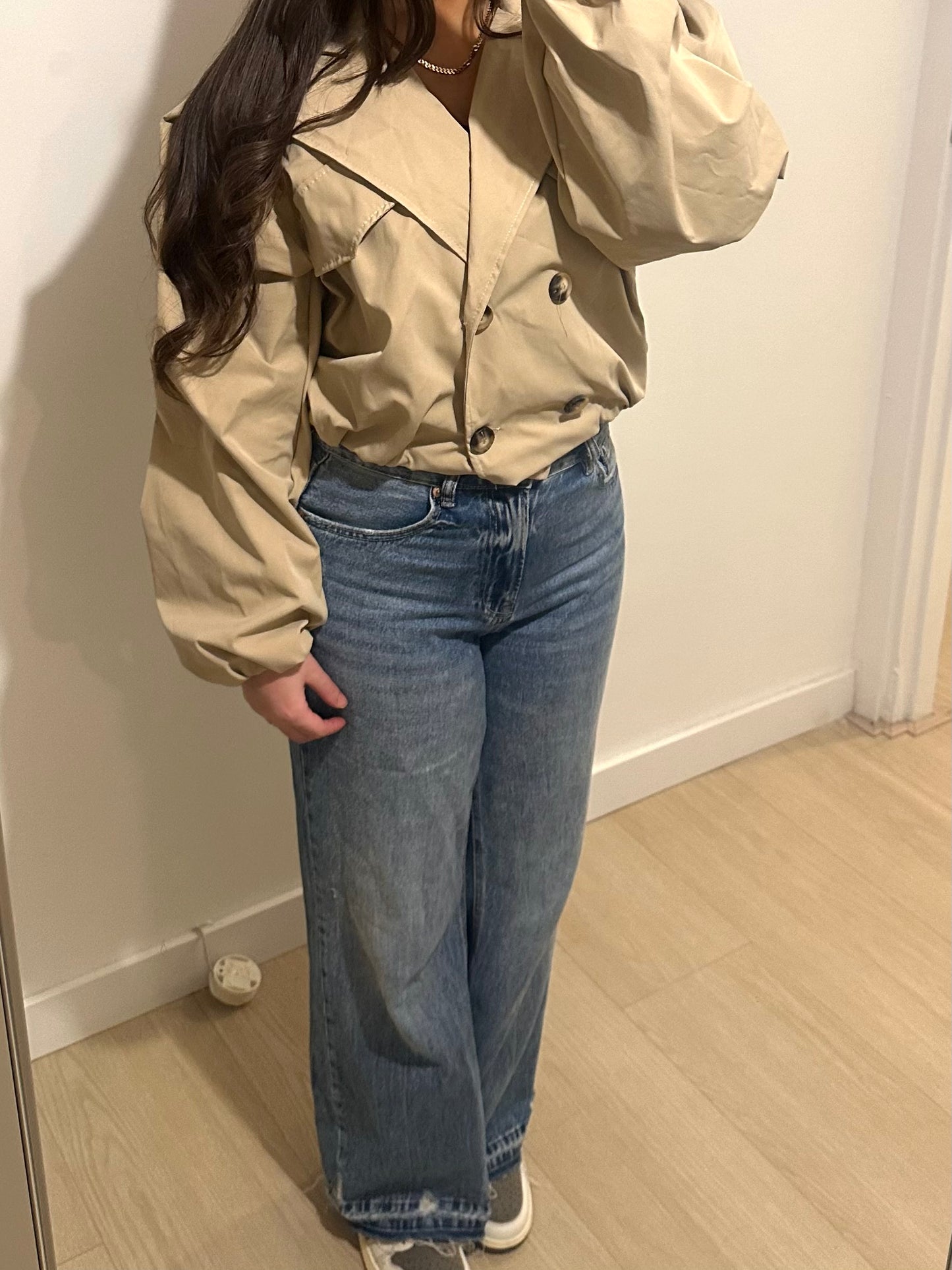 CROPPED TRENCH BEIGE