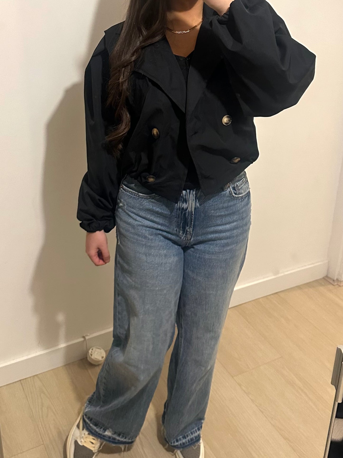 CROPPED TRENCH BLACK