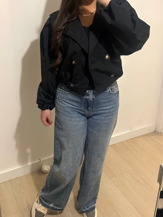 CROPPED TRENCH BLACK